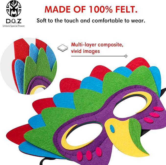 D.Q.Z Bird-Wings-Costume for Kids Dress Up, Felt Feathered Owl Parrot Chicken Animal Role Play Costume, Gift for Girl Boys