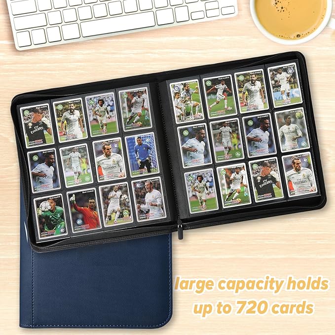 Trading Card Binder 12 Pocket, GERMUN PU Cover Card Binder for 720 Cards, Premium Trading Card Holder Folders, Double Sided Pocket Card Album for MTG, TCG (Blue)