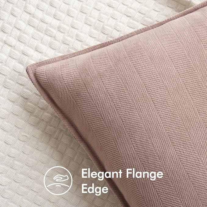 MIULEE Pack of 2 Blush Pink Decorative Chenille Pillow Covers 18x18 Inch | Soft Couch Throw Pillows,Farmhouse Cushion Covers with Elegant Design for Sofa,Bedroom,Living Room,Spring Home Decor