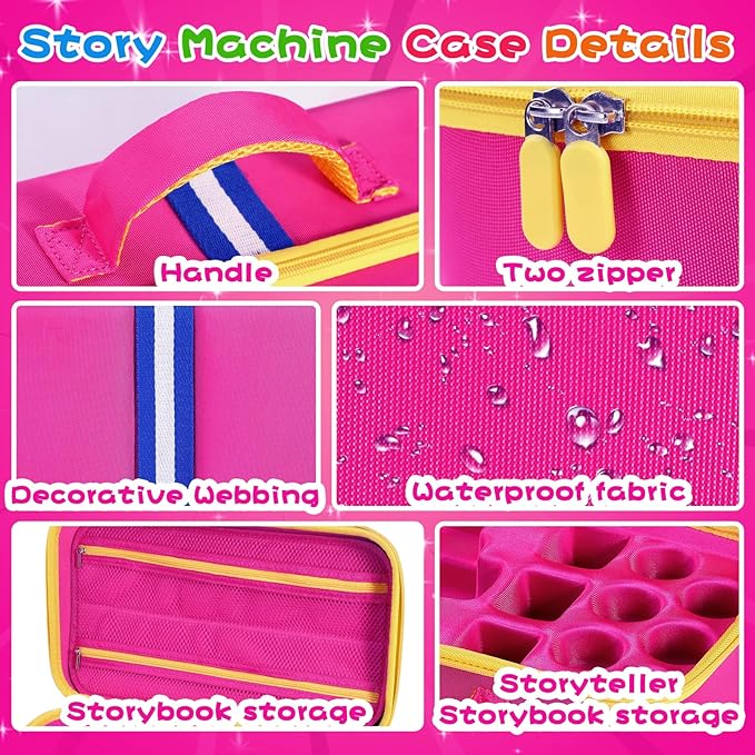 Hard Shell Case for Little Tikes Story Dream Machine Books Starter Set, Many Story Collection, Storytime/Little Golden Book Toys Storage Travel Bag (Rose Pink, Large)