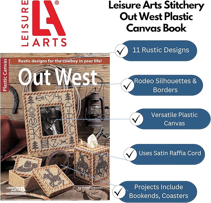 Leisure Arts Plastic Canvas Out West Cross Stitch Book, Plastic Canvas Books and Patterns, Patterns, Books, Crafts
