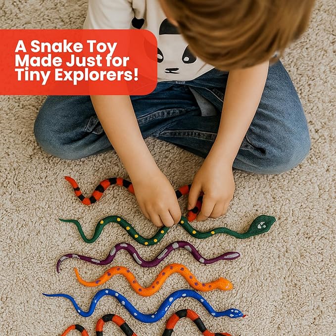 Color Changing Snake Toys – 6 Pack Stretchy Reptile Fidgets for Kids – Sensory Water Creatures for Bath, Pool, Party Favors, Easter Basket, Classroom Prizes – Heat Reactive Slithering Animals