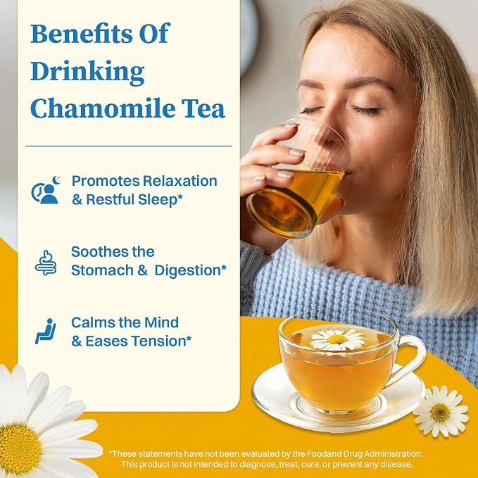 SKMTT Chamomile Tea Bags, 120 Count (2g/bag) - Premium Chamomile Flower Herbal Tea for Relaxation, Caffeine Free & Non-GMO, No Additives