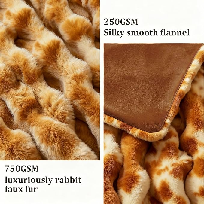 Faux Fur Throw Blanket for Couch, 1000 GSM Cozy Fuzzy Fluffy Soft Plush Thick Bubble Sherpa Blanket for Sofa Bedroom Living Room, Mothers Day Birthday Gifts for Women Home Decor