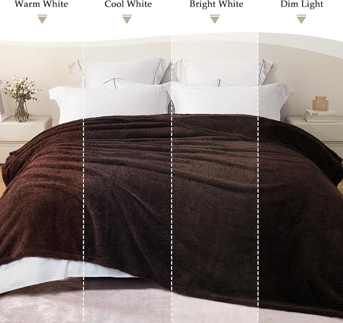 Exclusivo Mezcla Fleece Throw Blanket for Couch and Sofa, 50" x 60" | Super Soft and Cozy Fluffy Blanket for Women, Lightweight and Fuzzy Throw for Home Decor, All Season, Coffee
