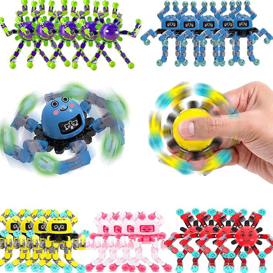 30 Pcs Transformable Fidget Spinner Toys for Kids, Stress Relief Sensory Toys for Autism ADHD, Birthday Party Favors, Easter Basket Essentials, Classroom Prizes, Stocking Stuffers for Boys Girls