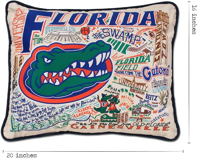 Catstudio Throw Pillow, University of Florida Embroidered Pillow - Collegiate Decorative Pillows for UF Fans for Graduation, Game Day, Alums and Parents