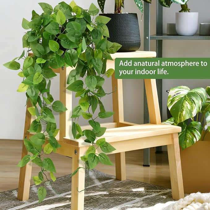 Waipfaru Fake Hanging Plants, 2Pcs Artificial Potted Plant Pothos | Faux Ivy Vines Greenery for Wall Home Bedroom Living Room Aesthetic Kitchen Office Aesthetic Kitchen Indoor Outdoor Decor