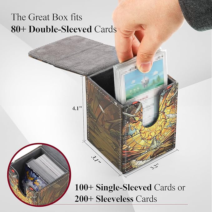 Card Deck Box for MTG Card Storage Box Holds 100 Plus Single Sleeved Cards with Trading Cards Games TCG Yugioh etc. (Yellow)