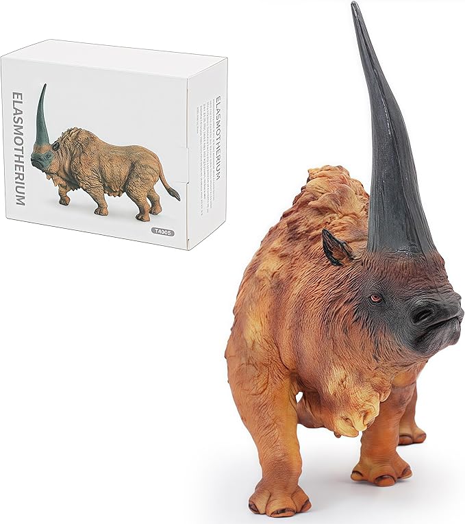 Gemini&Genius Ancient Rhino Action Figure Toy, Siberian Unicorn Rhinoceros Figurine Wild Animal, Elasmotherium Animal Toy, Gift, Collection, Display for Kids Collectors