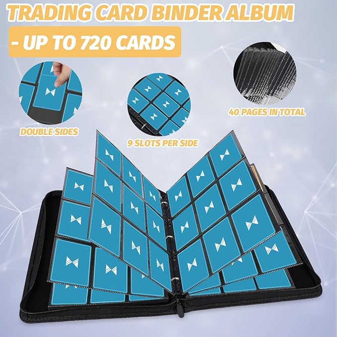 GERMUN 720 Card Binder, Premium Trading Card Binder, 9 Pocket Double Sided Pocket PU Card Collection Binder, Collector Card Album, Card Folder for MTG, TCG, Sports Cards, Game Cards (Red)