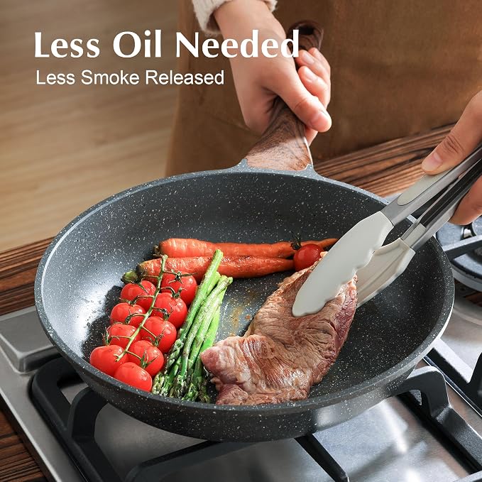 SENSARTE 9.5inch Nonstick Frying Pan Chef's Pan with Glass Lid | Omelette Pan with Cover, Healthy Egg Pan Skillet Kitchen Cooking Pan, PFOA/PFOS Free