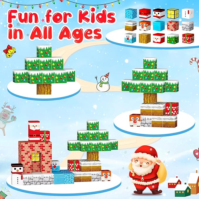 Magnetic Blocks Building Toys for Kids: Build Mine Christmas Magnet World for Boys Girls Ages 3 4 5 6 7 8 9 10 - Sensory Educational Magnet Building Toy Set for Kids