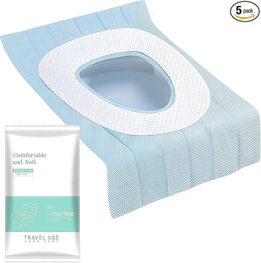 Disposable Toilet Seat Covers, White, 40x60cm, 5-Pack, Individually Wrapped, Universal Fit for U-Shape, O/V-Shape, Square Toilets