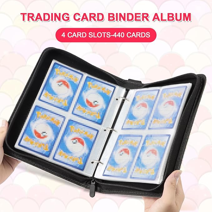 CLOKORIA Card Binder for Girls Gifts,440 Cards Collectible Trading Card Holder Case with 55 Sleeves, 4 Pocket for TCG Game Cards Collection Sports Trading Cards Collector Album (Colorful fish scales)