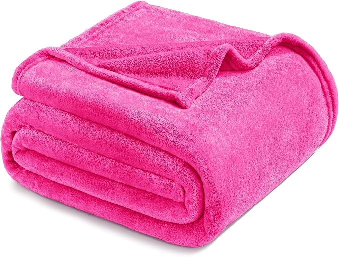 Exclusivo Mezcla Soft Fleece Blanket Twin Size for Bed, Hot Pink | 90x66 Inches, Double-Sided Brushed Flannel, Lightweight Plush Cozy Blanket for Home Decor, All Season, Machine Washable