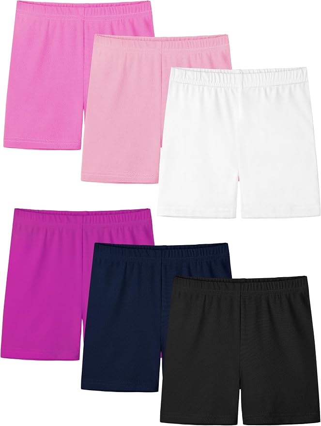 Resinta 6 Pack Girls Bike Shorts Under Dress Dance Cartwheel Shorts for Toddler Kids Summer Clothes Multicolor