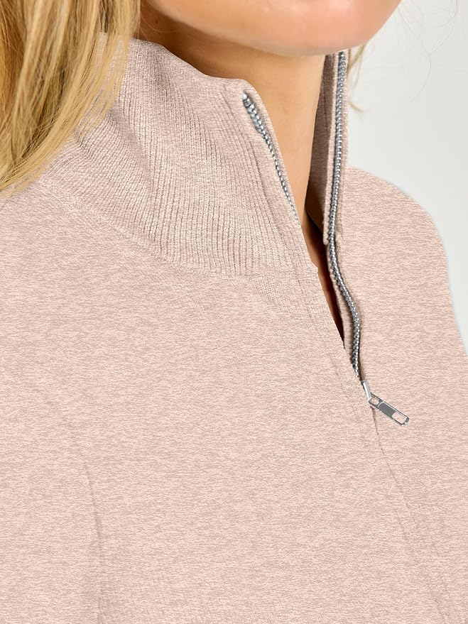 ANRABESS Women Quarter Zip Long Sleeve Fall Pullover Sweater | Soft Knit Fabric Medium Stretch, Business Casual Work Office, Travel Vacation, 2026 Trendy Fashion, Winter Cozy Outfits