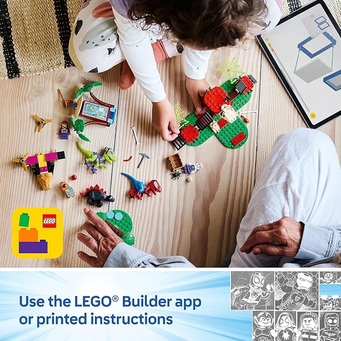 LEGO Marvel Spidey and His Amazing Friends Spidey and Gobby's Raptor Battle at Tree House HQ - Dinosaur Building Toy for Kids, Boys and Girls, Ages 4+ - Preschool Pretend Play Set - Gift Idea - 11200