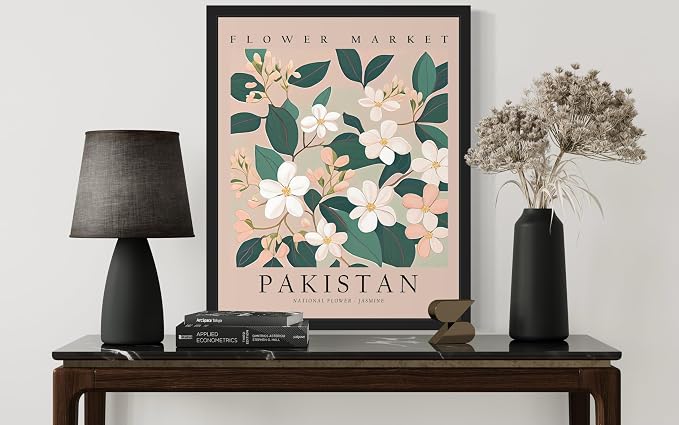 Pakistan, Jasmine Unframed Art Print Poster, Flower Market Wall Art, Floral Artwork Decor for Bedroom, Kitchen, Bathroom, Livingroom Decoration 52 (Pakistan, Jasmine, 20"L x 16"W, Unframed)