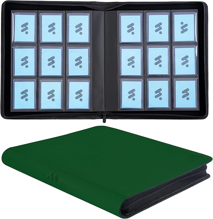 Top Loader Binder, Holds 324 Top Loaders,9 Pocket Top Loader Binders for 3" x 5" Rigid Cards,Top Loader Card Binder for Hard Plastic Top Loaders -Green