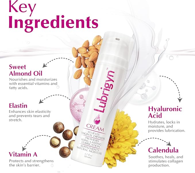 Lubrigyn - Cream for Feminine Care, Fusion of Natural Oil-Based Moisturizing Intimate Lubricant with Hyaluronic Acid and Fitoextract Bioactive for Easing Dryness and Enhancing Comfort, 1.7 fl oz