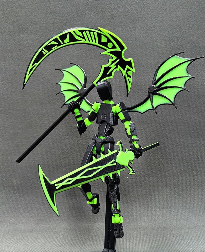 T13 Action Figure(Assembly Completed),Titan 13 Robot Action Figures ,3D Printed Dummy 13 Action Figure Articulated, Lucky 13 Gift for Collectors Desktop Decorations,muñeco de acción(Black Green)