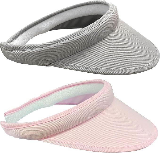 2 Pack Sun Visor Hats Women Men Clip On Wide Brim Visors Hat Outdoor Sports Golf Beach Travel Tennis Caps