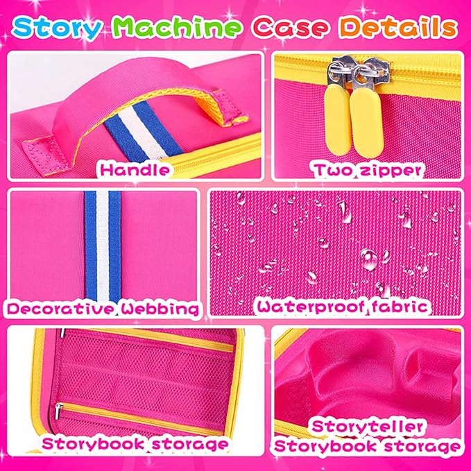Hard Shell Case for Little Tikes Story Dream Machine Books Starter Set, Many Story Collection, Storytime/Little Golden Book Toys Storage Travel Bag (Rose Pink, Small)