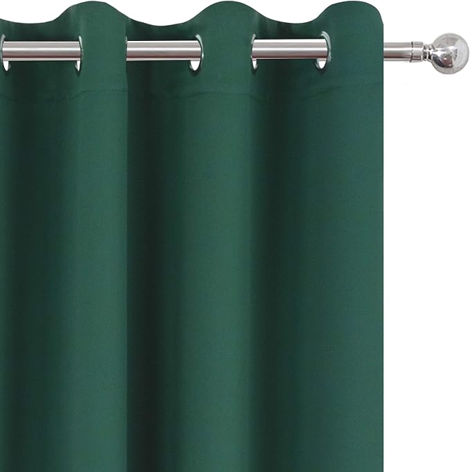 LEMOMO Dark Green Thermal Blackout Curtains/52 x 108 Inch/Set of 2 Panels Room Darkening Curtains for Bedroom