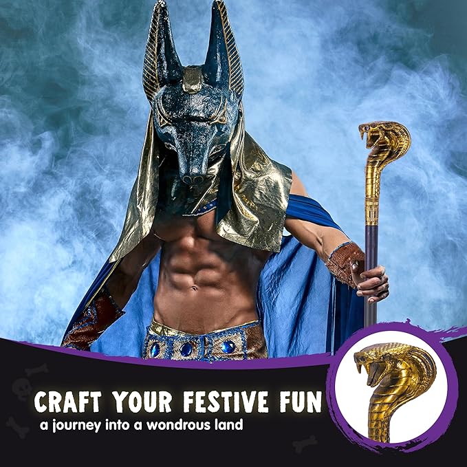 Spooktacular Creations Halloween Walking Cane, Egyptian Snake Staff for Mystical Pharaoh Ancient Themed Dress Up Party