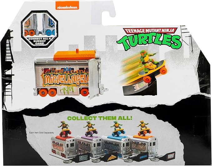 Teenage Mutant Ninja Turtles 5" Switch Kick Subway Launcher Michelangelo Ages 3+ Shredding Action Figure