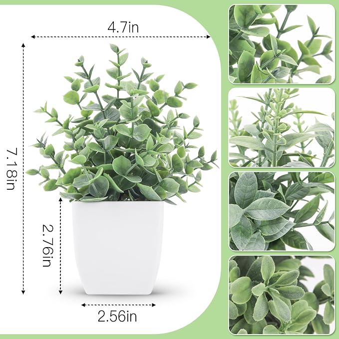 Der Rose 4 Pack Fake Plants Black Faux Plants Indoor for Farmhouse Decor | Mini artificial plants, perfect for home shelf office desk bedroom and bathroom decor, with no watering for simple styling