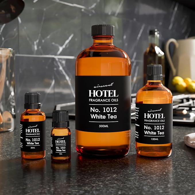 AirScent Hotel Diffuser Oil No. 1012 - The White Tea Hotel Scent - 10 mL | Premium Fragrance Oil for Ultrasonic and Waterless Diffusers and Crafting - 0.34 fl oz Dropper Bottle - Hotel Scent Dupe