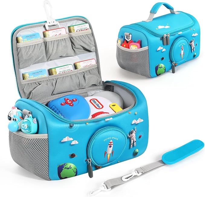 Carrying Case Compatible with Little Tikes for Story Dream Machine Books Starter Set, Portable Storage Bag with Handle and Shoulder Strap for Storytime, Storybook, Character Accessories (Blue)