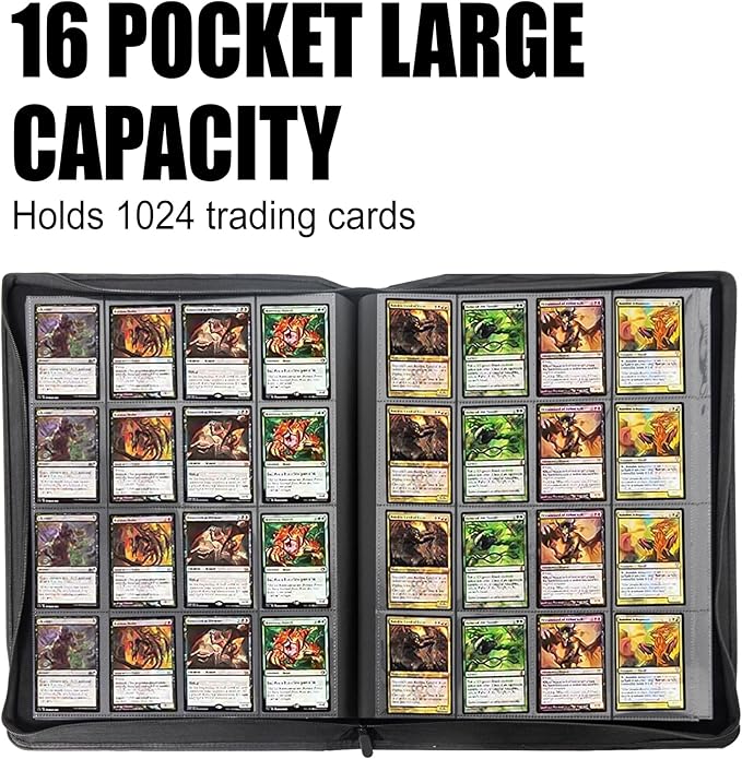 Trading Card Binder for One Piece Cards,16 Pocket with 32 Sleeves up to 1024 Cards One Piece TCG Card Binder,Waterproof Card Storage Book with Sleeves,One Piece for Card Display Case