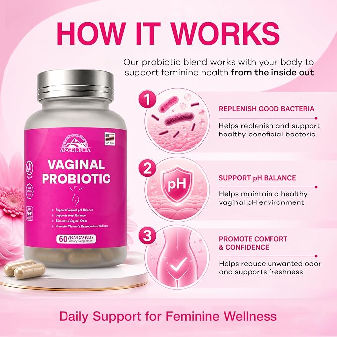 ANGELYCIA Probiotics for Women - Vaginal Probiotic for Vaginal Health and Tightening, Supports Vaginal Probiotics Balance with Natural Ingredients for Optimal Feminine Care