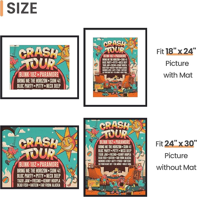 upsimples 24x30 Puzzle Frame, Display Pictures 18x24 with Mat or 24 x 30 Without, Wall Hanging Poster Frames, Black, 1 Pack