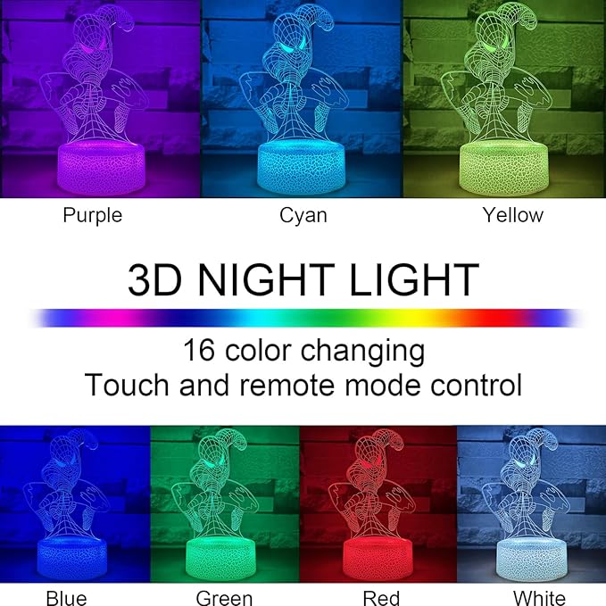 RUTICH 3D Night Light for Boys,16 Colors Dimmable Optical Illusion Lamp,Bedroom Decorations Bedside Lamp,Birthday Christmas Holiday Gifts for Man Teens Boys Girls Kids