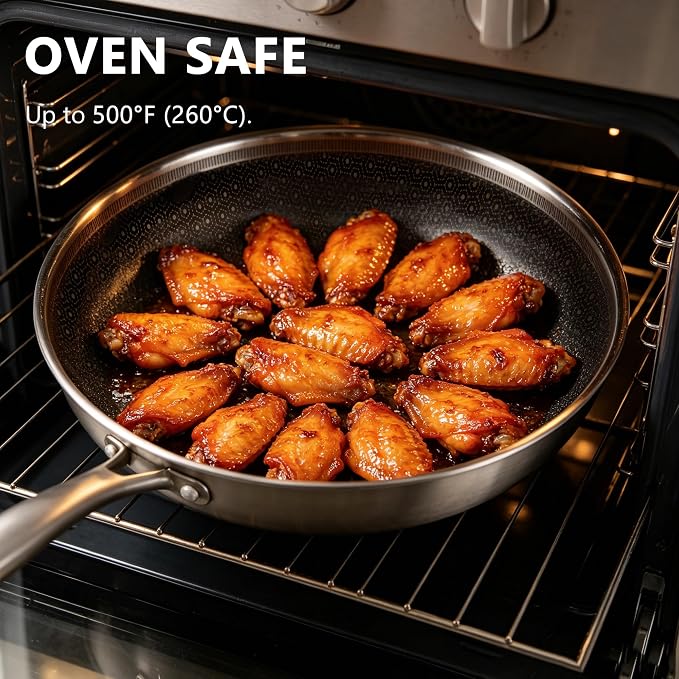 imarku Non Stick Frying Pan Set with Lids, PFOA Free 8/10/12 Inch Skillets | 6 Pcs Ceramic-Coated Hybrid Stainless Steel Cookware Set, Dishwasher Friendly, Oven Safe, Induction Ready, for Men & Women