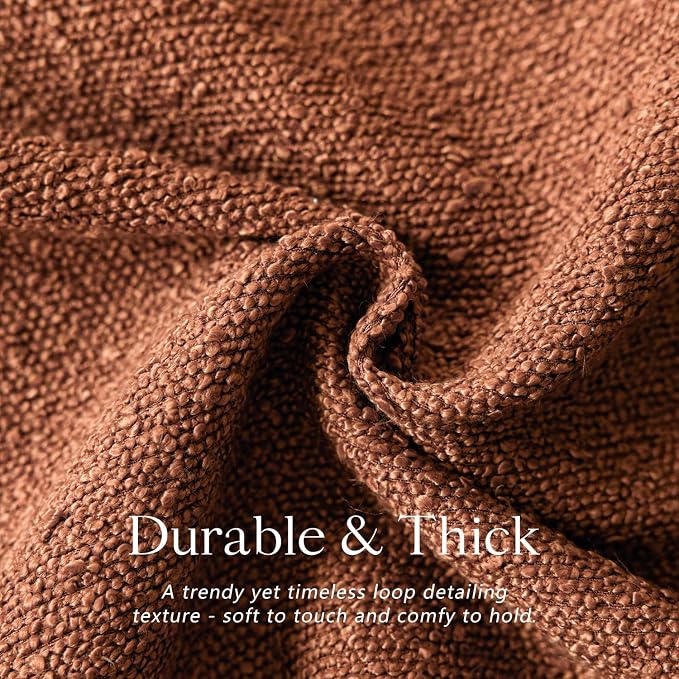 Foindtower Set of 2, Decorative Textured Boucle Throw Pillow Covers Accent Solid Pillow Cases Cozy Soft Couch Cushion Case for Chair Sofa Bedroom Living Room Home Decor 24x24 Inch Burnt Orange Hazel