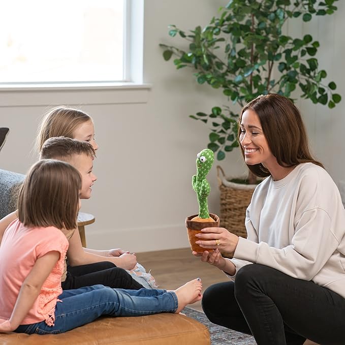 Dancing Cactus Mimicking Toy for Baby - Talking Cactus That Mimics and Sings - 125 Songs 35 Nursery Rhymes for Toddlers and Up | Repeats, Mimics and Wiggles with Dazzling LED Lights