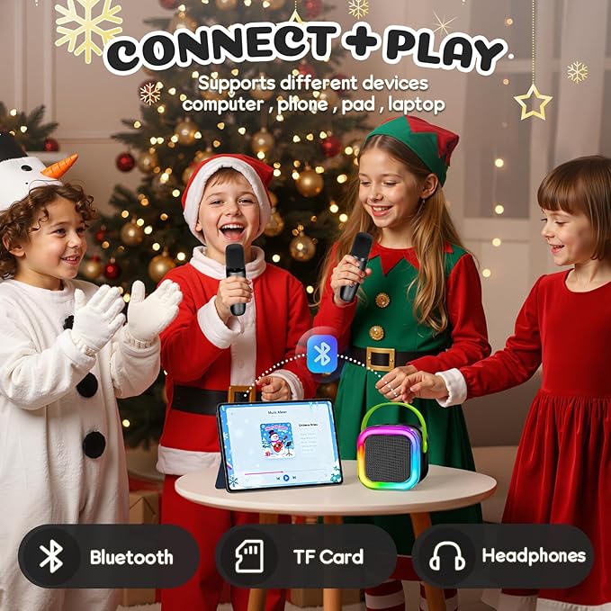 Karaoke Machine for Kids, 2026 TOP Toys Birthday Gifts Ideas for Girls Ages 4, 5, 6, 7, 8, 9, 10, 12+ Years Old, Portable Mini MP3 Player with 2 Wireless Mics for Party