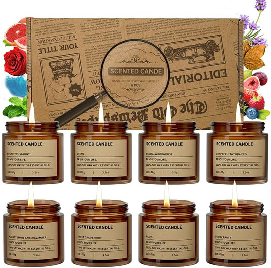 8 Pack Scented Candles Gift Set,Candle Gift for Women, Candle for Home Scented，Perfect Candles Gifts Set for Women, Mum Gifts, Birthdays, Weddings, Christmas, Yoga, Bath