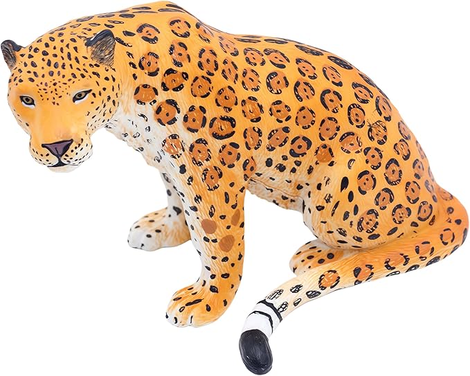 Gemini&Genius Yellow Leopard Action Figure Toy, Pard Toy 6 Inches Length Figurine Wild Animal, Panther Animal Model for Kids