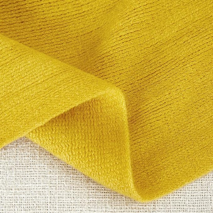 Homiest Mustard Yellow Knitted Throw Blanket with Fringe, 50x60 Inch | Pure Acrylic, Lightweight & Breathable, All-Season Use, Machine Washable, Wrinkle & Fade Resistant, for Couch Sofa And Bed