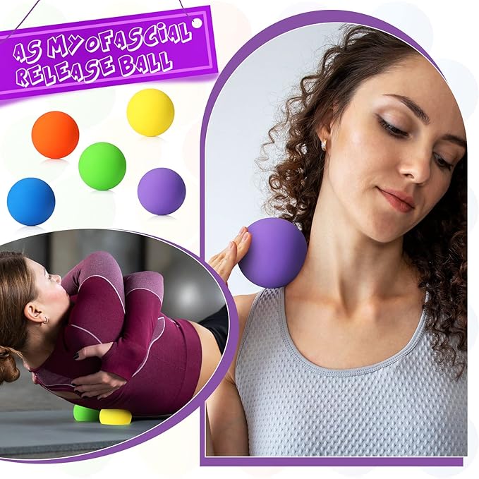 Sosation 50 Pack Lacrosse Ball Bulk 2.5 Inch Soft Rubber Motivational Stress Relief Massage Balls Myofascial Release Tools Muscle Knot Remover
