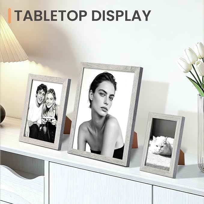 upsimples 10 Pack Picture Frames Collage Wall Decor for Mounting or Tabletop Display, Photo Gallery Frame Set for Family, Multi Sizes Including 8x10, 5x7, 4x6, Gray | Multi Picture Frames Collage Wall Decor, Gallery Wall Frame Set, Gift For Christmas, ...