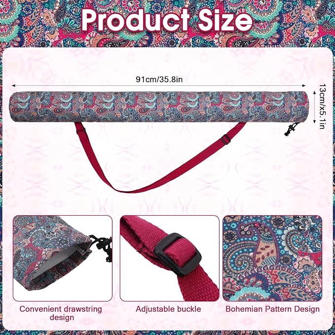 Shinylin 35 Inch Mahjong Mat Carrying Bag with Strap, Printed Drawstring Mahjong Holder Bag Outdoor Travel Canvas Storage for Board Games, Yoga Mats, Tripod