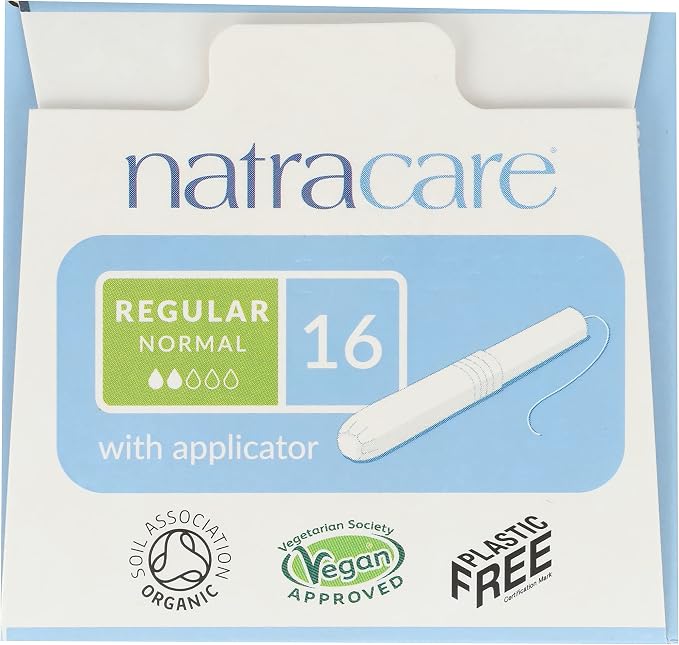 Natracare Organic Cotton Regular Tampons with Cardboard Applicator, (16 Pack, 192 Tampons Total)